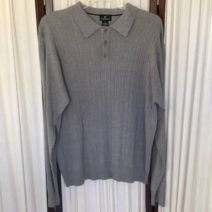 Fusions long sleeve polo cable knit sweater shirt